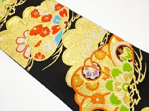 アンティーク　笠松に草花模様織り出し袋帯（着用可）